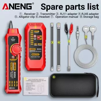 ANENG M469A Сетевой кабельный искатель Lan Rj11 Rj45 Тестер Инструмент для тестирования помехоустойчивости Многофункциональный сетевой проводной трекер красный