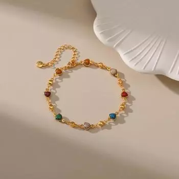 ANENJERY 2023 новый тренд цветной циркон кристалл сердце браслет для женщин золотой цвет цепочка ослепительная ручная вечеринка ювелирные аксессуары