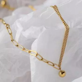 Anenjery 316L нержавеющая сталь асимметричная геометрическая сращивающаяся круглая цепочка с бусинами для ног для женщин темперамент универсальная роскошная новая ювелирная подарочная упаковка золотой