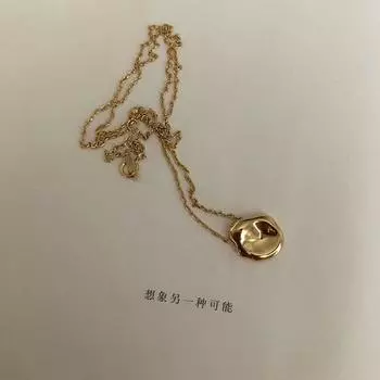 Anenjery 925 пробы стерлингового серебра Личность Нерегулярные вогнутые выпуклые золотое покрытие ожерелье ключицы цепи ожерелье для женщин S -N532