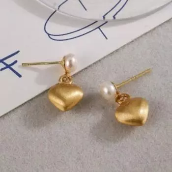 ANENJERY AAA серьги-капли с белым жемчугом и сердцем для женщин, роскошные золотые крючки для вечеринок, ювелирные изделия, подвески