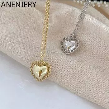 ANENJERY элегантное кружевное ожерелье с подвеской в виде сердца для женщин, модное вечернее колье-колье, свадебные украшения S-N719