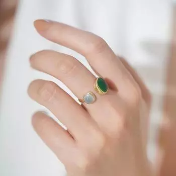 ANENJERY асимметричное красочное геометрическое открытое кольцо для женщин винтажные нишевые кольца ювелирный аксессуар простой