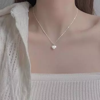 Anenjery бисер матовое сердце кулон ожерелье для женщин темперамент модный универсальный ключица цепочка ювелирные изделия подарок белый