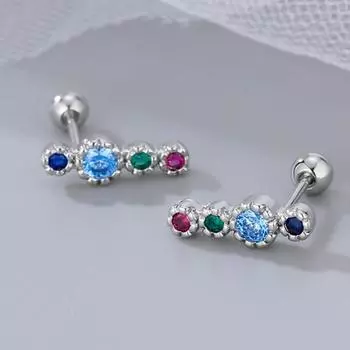 ANENJERY блестящие роскошные цветные хрустальные кубические циркониевые серьги-гвоздики для женщин вечерние серьги ювелирные изделия Pendientes Mujer