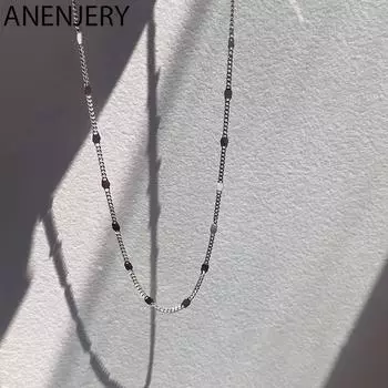 ANENJERY Bling Disc Chain ожерелье женская простая блестящая короткая цепочка на ключицы аксессуары серебряный
