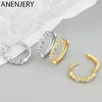 ANENJERY большие маленькие серьги-кольца с цирконами, изящные женские серьги-кольца, лучшие подарки золотой