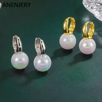 ANENJERY большие серьги-кольца с имитацией жемчуга для женщин и девочек, простой уникальный нишевый дизайн, украшения для вечеринок Huggies золотой