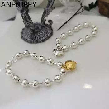 ANENJERY браслет-цепочка в форме сердца для женщин, простые классические украшения