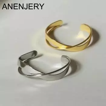 ANENJERY браслет-манжета с преувеличенным разделением крестом для женщин и мужчин, браслет золотого, серебряного цвета, ювелирные изделия в стиле панк