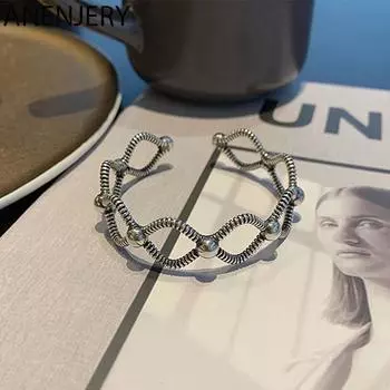 ANENJERY браслет с перекрестными линиями для мужчин и женщин в стиле ретро, тайские серебряные ювелирные изделия ручной работы, оптовая продажа