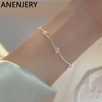 ANENJERY браслет с узлом из геометрических бусин для женщин, уникальный дизайн, простые ювелирные изделия для рук, оптовая продажа серебряный