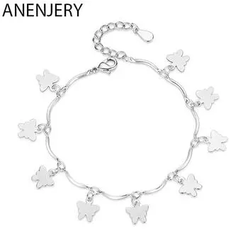 ANENJERY браслеты с бабочками и звездами и кисточками для женщин и девочек, регулируемый браслет серебряный