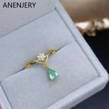 ANENJERY циркон цветок капля воды кулон открытое кольцо для женщин модный простой дизайн вечерние украшения Resizable золотой