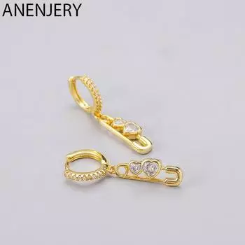 ANENJERY циркон сердце булавка длинный кулон серьги-кольца женские креативные украшения ручной работы