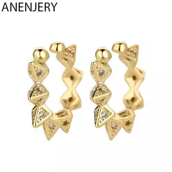 ANENJERY европейские и американские модные треугольные серьги, простые геометрические серьги с цирконом, женские серьги серебряный