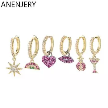 ANENJERY европейские и американские новые серьги «Любовь», индивидуальные модные серьги в форме губ, модные серьги, женские украшения золотой