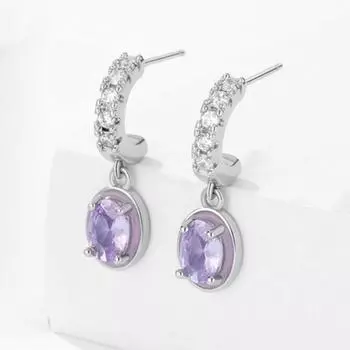 ANENJERY фиолетовые цирконовые серьги-гвоздики со звездами и допамином для женщин, романтические, милые, модные ювелирные изделия, подарки