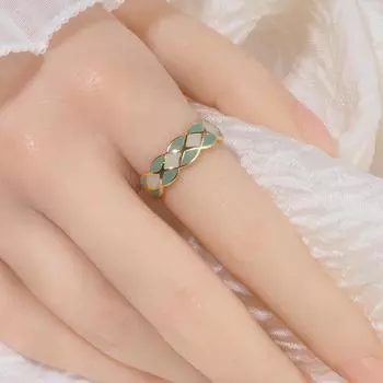ANENJERY французские масляные двухцветные кольца с ромбами для женщин, уникальные индивидуальные кольца, ювелирные изделия