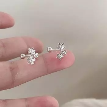 Anenjery Geometric Flower Splicing Screw Hook Earrings Women s Versatile Exquisite High end Sweet Temperament Earrings Jewelry Gifts белый