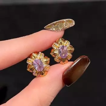 ANENJERY Геометрические серьги с крестом из циркона и цветком баугинии для женщин, ретро, высокая элегантность, изысканные серьги, ювелирные подарки белый