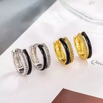 ANENJERY Геометрические серьги-кольца с подвесками из циркона для нейтральной ниши, модные универсальные серьги высокого класса, ювелирный подарок белый