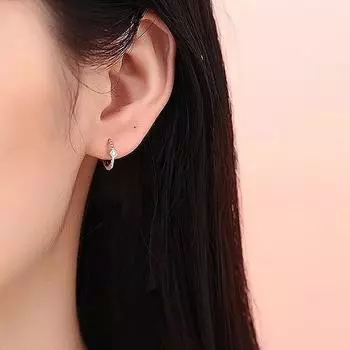 Anenjery Geometric Zircon Hexagonal Round Splicing Hoop Earrings High end Retro Style Versatile Earrings Jewelry Gifts белый