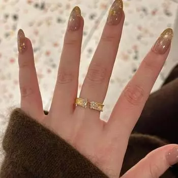 ANENJERY Геометрическая звезда циркон открытое кольцо для женщин модное легкое роскошное универсальное нишевое кольцо на палец ювелирный подарок золотой