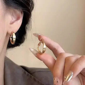 ANENJERY Геометрические гладкие матовые серьги-кольца для женщин, модные, высококачественные, универсальные, нишевые, темпераментные серьги, ювелирные подарки белый