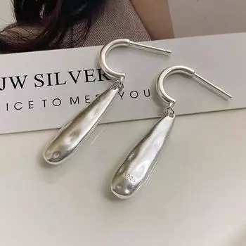 ANENJERY Геометрические матовые длинные капли воды нерегулярные вогнутые серьги для женщин высокого класса модные простые персонализированные серьги ювелирные подарки белый