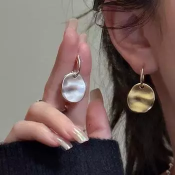 ANENJERY геометрические матовые плиссированные нерегулярные круглые серьги для женщин универсальный темперамент модные праздничные украшения подарки белый