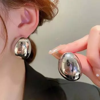 ANENJERY геометрические металлические гладкие большие серьги-гвоздики для женщин, легкие роскошные модные серьги-гвоздики, ювелирные изделия