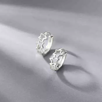 ANENJERY Геометрические полые серьги-кольца в форме звезды для женщин, простые, темпераментные, универсальные серьги, ювелирный подарок белый