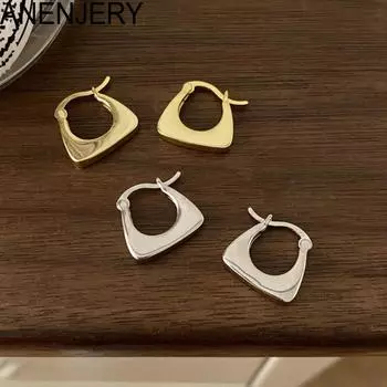 ANENJERY геометрические серьги-кольца для женщин, изысканные креативные украшения золотого, серебряного цвета, вечерние ювелирные изделия, подарок золотой