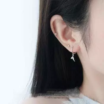 ANENJERY Геометрические серьги-кольца в форме рыбьего хвоста для женщин, темпераментные, простые, высококачественные, модные ювелирные изделия, подарок белый