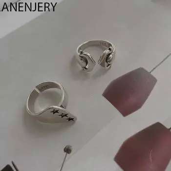 ANENJERY геометрические тайские серебряные кольца для женщин и мужчин, кольца со звездами, вечерние украшения Resizable