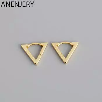 ANENJERY геометрические треугольные серьги, креативные маленькие серьги-кольца для мужчин и женщин, крутые ювелирные изделия, оптовая продажа серебряный