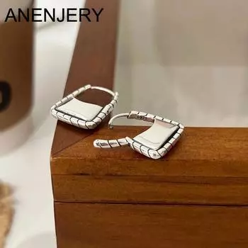 ANENJERY геометрические витые квадратные серьги-кольца для женщин, креативные серьги для молодых девушек, металлические серьги золотого, серебряного цвета, ювелирные изделия синий