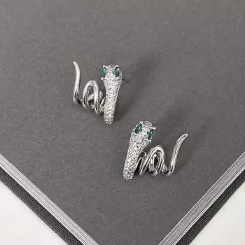 ANENJERY Геометрические витые серьги-змеи из циркония женские уникальные легкие роскошные индивидуальные модные темпераментные универсальные серьги ювелирные изделия подарки белый