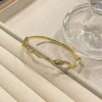 ANENJERY Геометрический обернутый золотой браслет-змея для женщин, легкий, роскошный, уникальный, темпераментный, изысканный, универсальный браслет, ювелирный подарок золотой