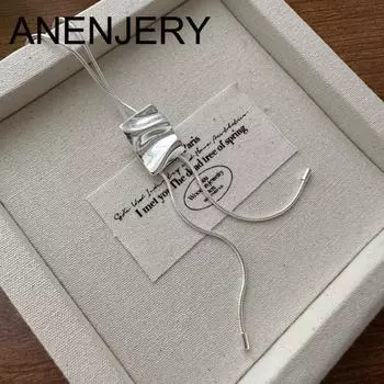 ANENJERY Геометрическое квадратное ожерелье для женщин, свитер, длинная регулируемая цепочка, французская корейская мода, ювелирные изделия, подарки оптом белый