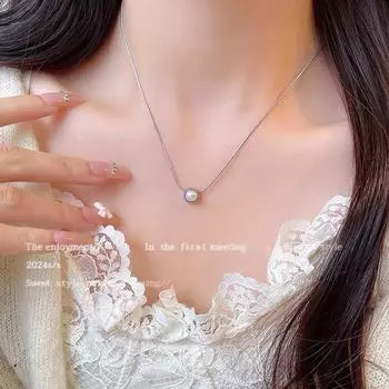 ANENJERY Геометрическое квадратное ожерелье из искусственного жемчуга для женщин, темпераментное, простое, милое, высококачественное, цепочка на ключицу, ювелирное изделие в подарок белый