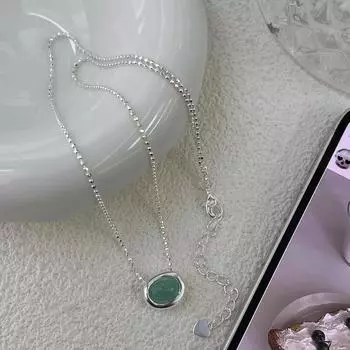 ANENJERY Геометрическое овальное ожерелье с подвеской из камня для женщин, простое, модное, высококачественное, легкое, роскошное, универсальное, персонализированное, цепочка на ключицу, ювелирное изделие в подарок белый