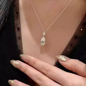 ANENJERY Геометрическое ожерелье с каплями воды для женщин, легкое, роскошное, изысканное, простое, универсальное, цепочка на ключицу, ювелирное изделие в подарок белый