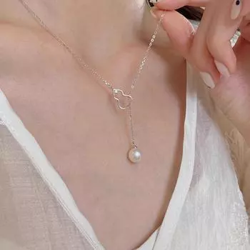 ANENJERY Геометрическое полое ожерелье из тыквы с имитацией жемчуга с кисточками для женщин, легкое, роскошное, темпераментное, универсальное, модное, цепочка на ключицу, ювелирное изделие в подарок белый