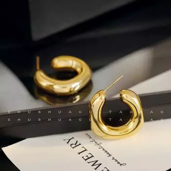 ANENJERY гладкие массивные серьги-гвоздики для женщин, креативные преувеличенные геометрические тяжелые украшения для ушей, вечерние украшения