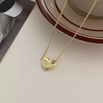 ANENJERY гладкое ожерелье с подвеской в форме сердца для женщин, нежная цепочка на ключицы, модные повседневные одинаковые ювелирные изделия серебряный