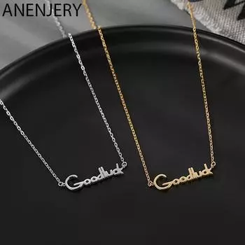 ANENJERY Goodluck письмо-цепочка ожерелье женская простая индивидуальная тонкая цепочка на ключицы ювелирные изделия серебряный