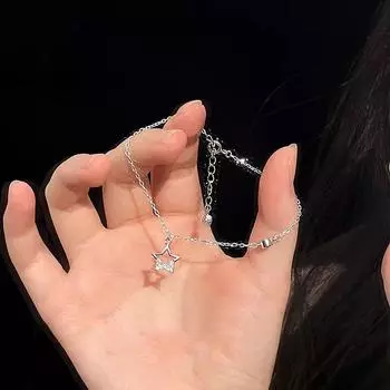 Anenjery Hollow Star Цирконовый браслет для женщин Милый универсальный новый браслет подарок белый