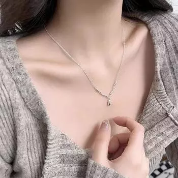 Anenjery изогнутое ожерелье с каплями воды для женщин, дорожный темперамент, высококачественное ощущение, ключичная цепочка, ювелирные изделия в подарок белый
